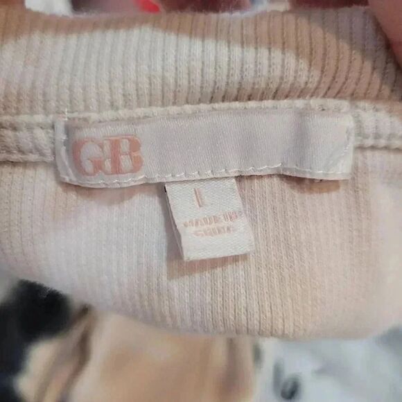 GB Giani Bernini Girl's Tan/Navy Cotton/Spandex Cropped Long Sleeve T-Shirt - Picture 4 of 9